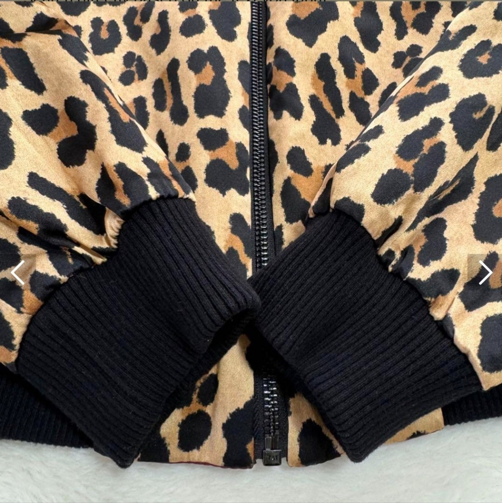Alice + olivia Reversible Blouson Flower Pattern/Leopard Pattern Bomber Jacket - Picture 7 of 10